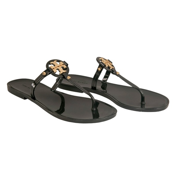 Tory Burch Black and Gold jelly Sandals - Picture 3 of 11